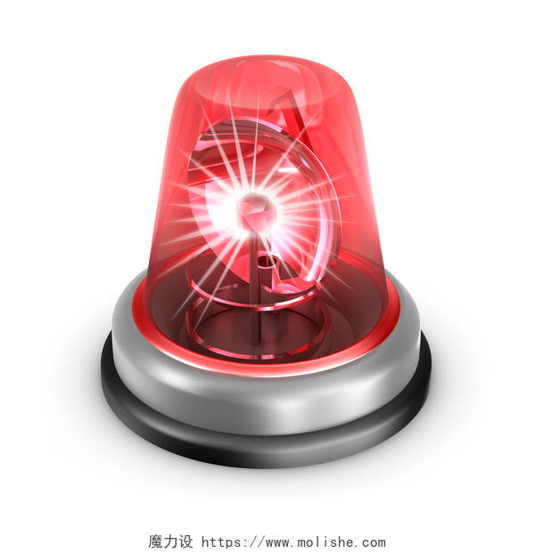 白色背景下红色闪光报警器红色闪光器图标。在白色隔离